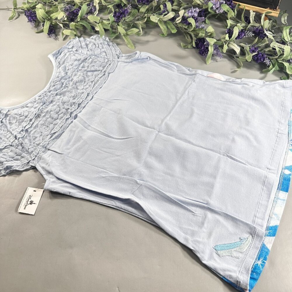 Disney Parks Cinderella Blouse Women Lace Ruffle Shirt Slipper Princess Top - Picture 9 of 16